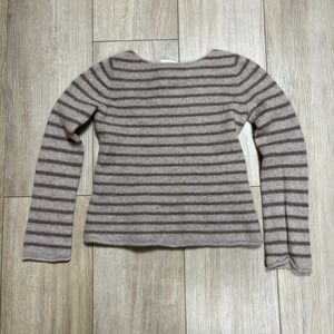 Garnet Hill 100% Cashmere Brown Crew neck Knit Sweater Fits 10-12 Shrunk